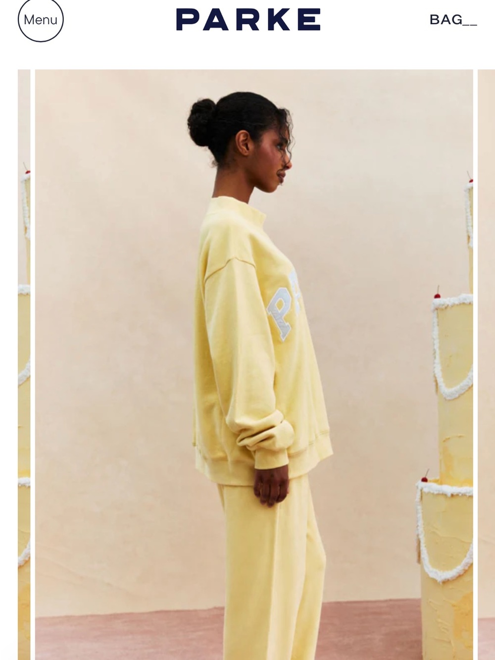 Parke Birthday Drop Varsity Mockneck Banana Cream - Picture 2 of 6